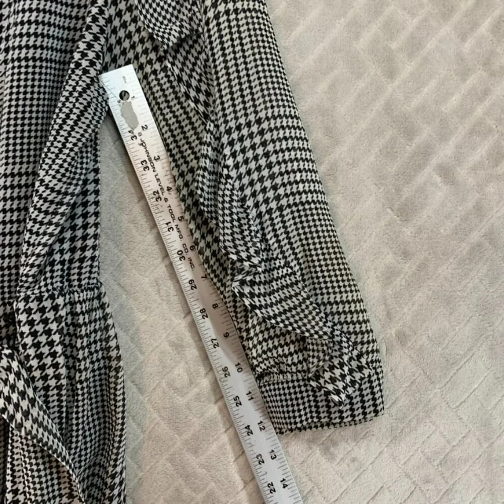 Calvin Klein Womens M Mini Dress Black White Houndstooth Long Sleeve with Belt - Picture 13 of 16
